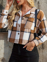 Plaid Collared Neck Cropped Jacket OutfitFlow